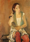Fanciulla con specchio, 1968, olio su tela, cm 70x50, Napoli, già collez. F. Iavarone